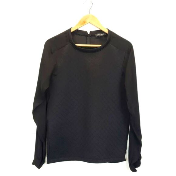 TROUVE Quilted Front Panel Black Long Sleeve Sweater - Picture 8 of 12